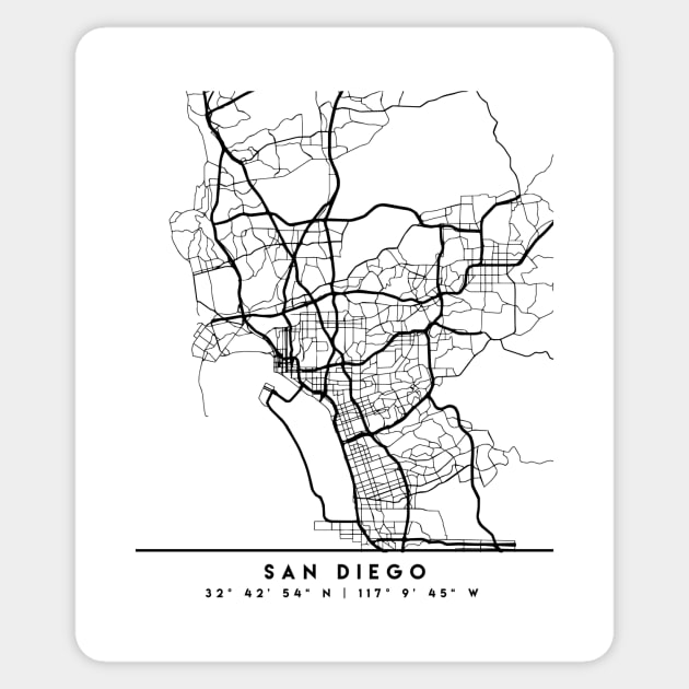 SAN DIEGO CALIFORNIA BLACK CITY STREET MAP ART Sticker by deificusArt